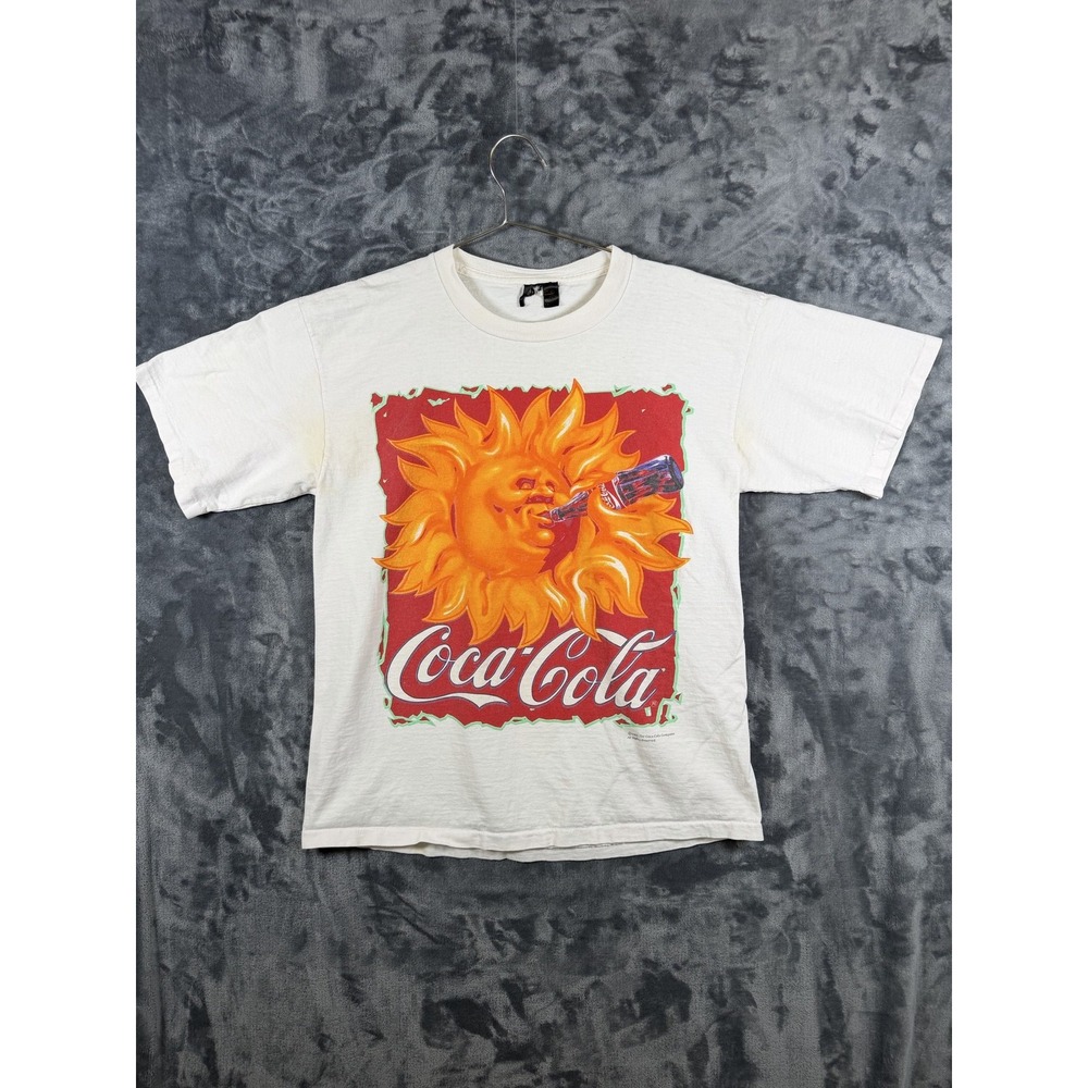 Coca-Cola Shirt Mens L White Sun Always Bottle Graphic Tee 1995 Vintage 90s